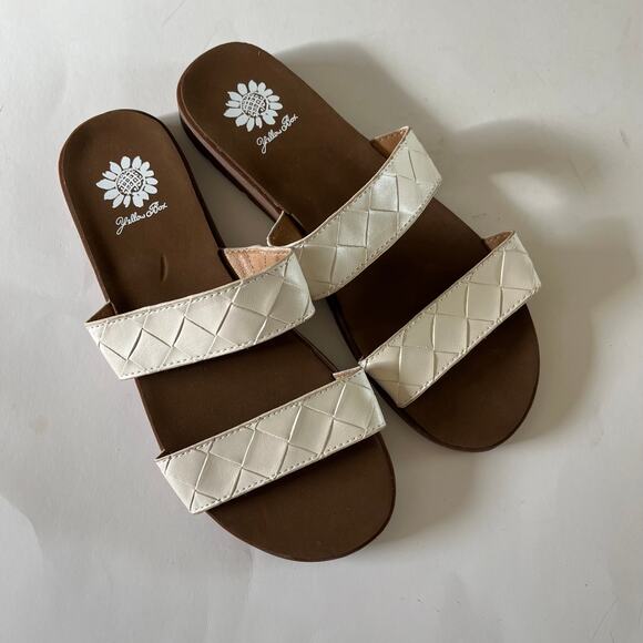 Yellow Box 'Feylie' SZ 8.5 Slide Sandal White Double-Band Woven Look - Picture 2 of 8